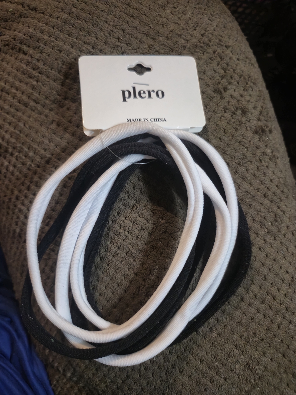 Plero Black & White Elastic Headbands - Pack of 6
